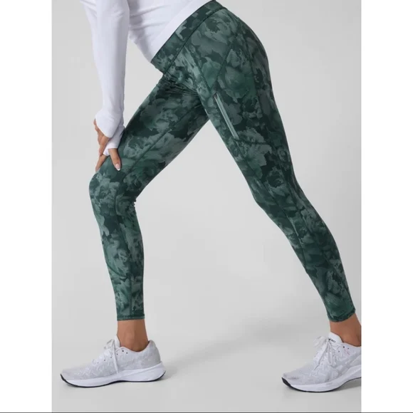Athleta Leggings Rainier Printed Tight Spliced Floral Minimalistic XS - Picture 11 of 12